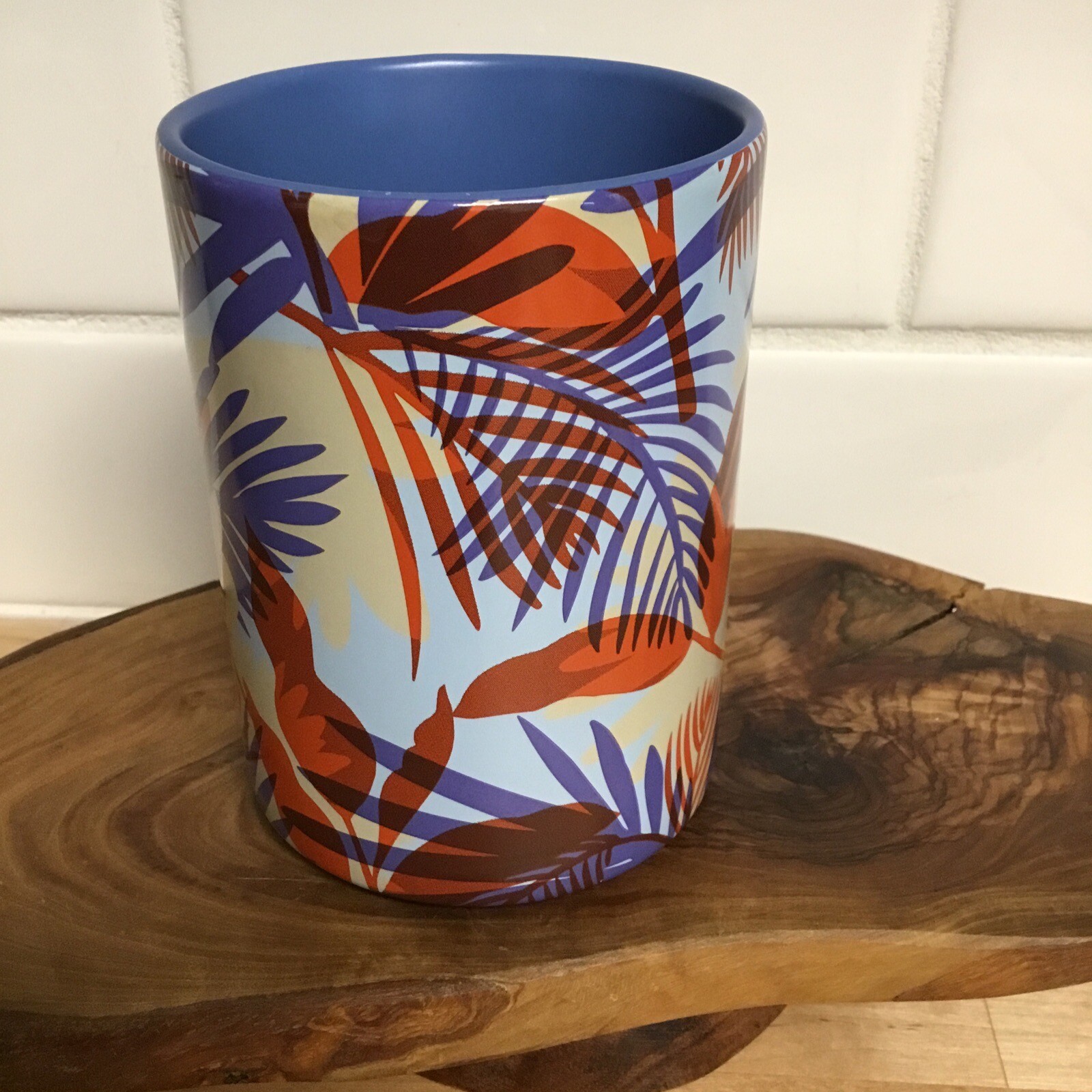 Starbucks Reserve Tropical Coffee Mug Palm Print Fauna Blue Multicolor 12 oz