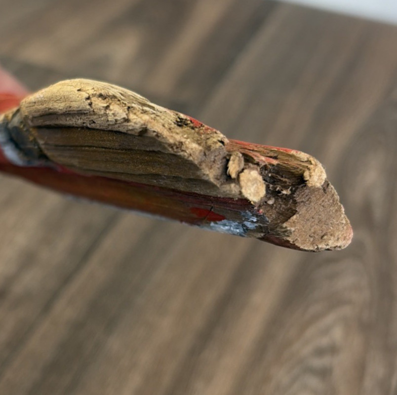 Vintage Hand Painted Folk Art Driftwood Santa Wood Rustic Ornament 8.5″ Pencil