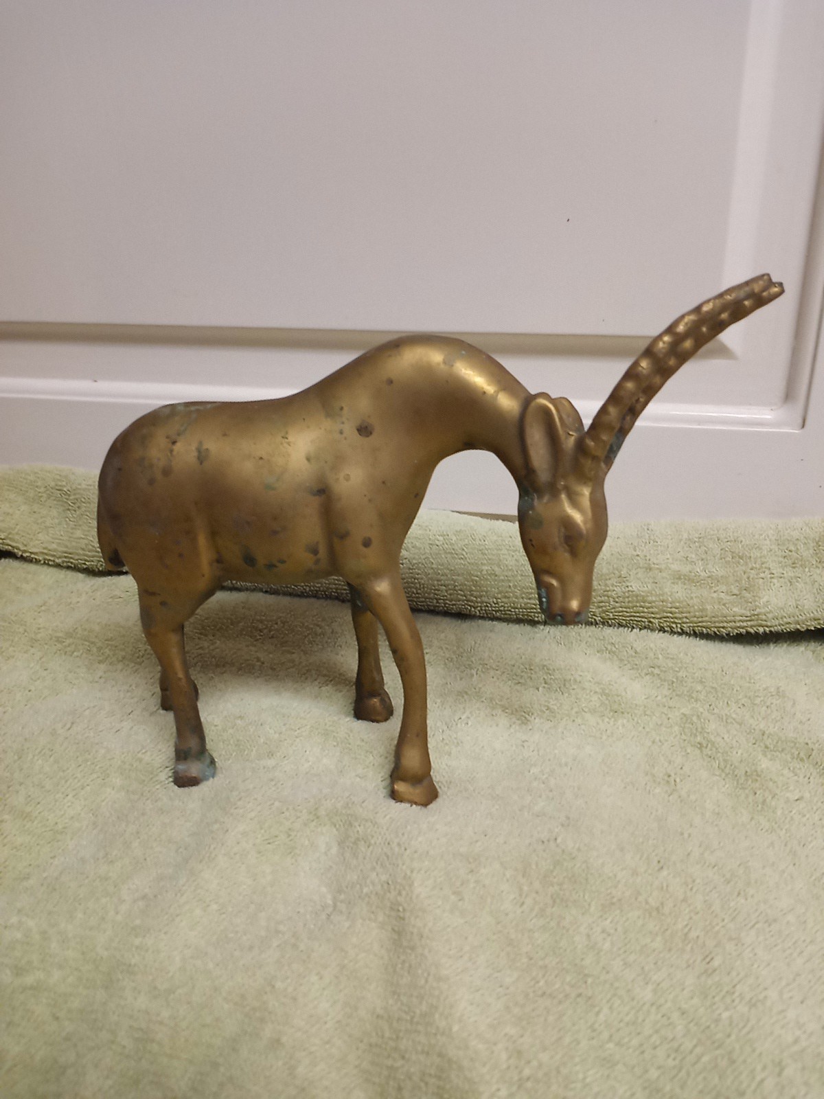 Vintage Brass Gazelle Antelope Figurine Mid Century Safari Animal Sculpture