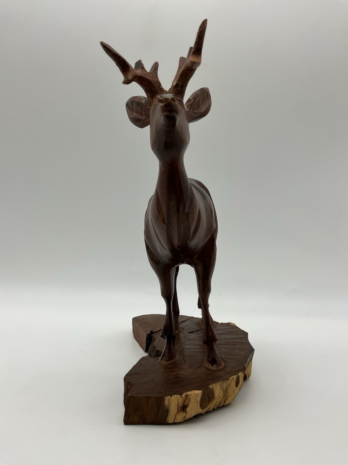 Reindeer Hand Carved Finished Wood 7.25 Inches x 5.50 Inches