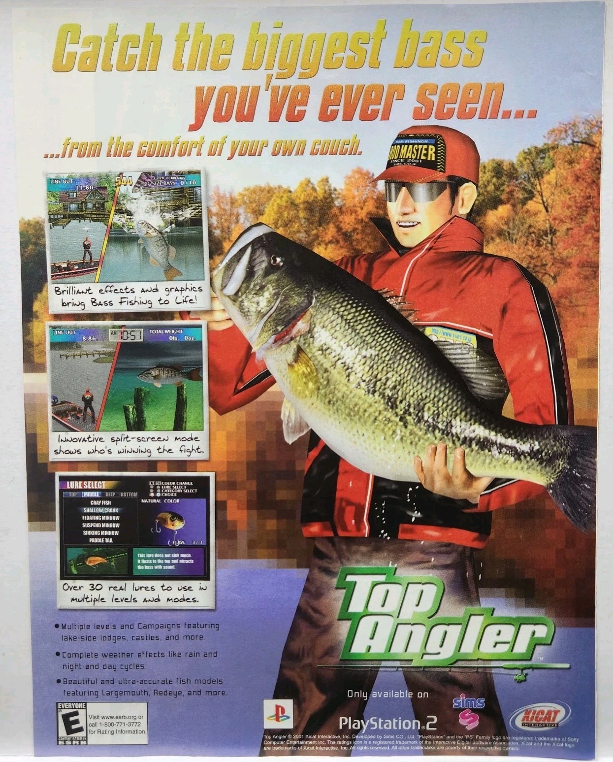 2002 Top Angler Fishing Sony Playstation 2 PS2 Print Ad Poster Promo Art