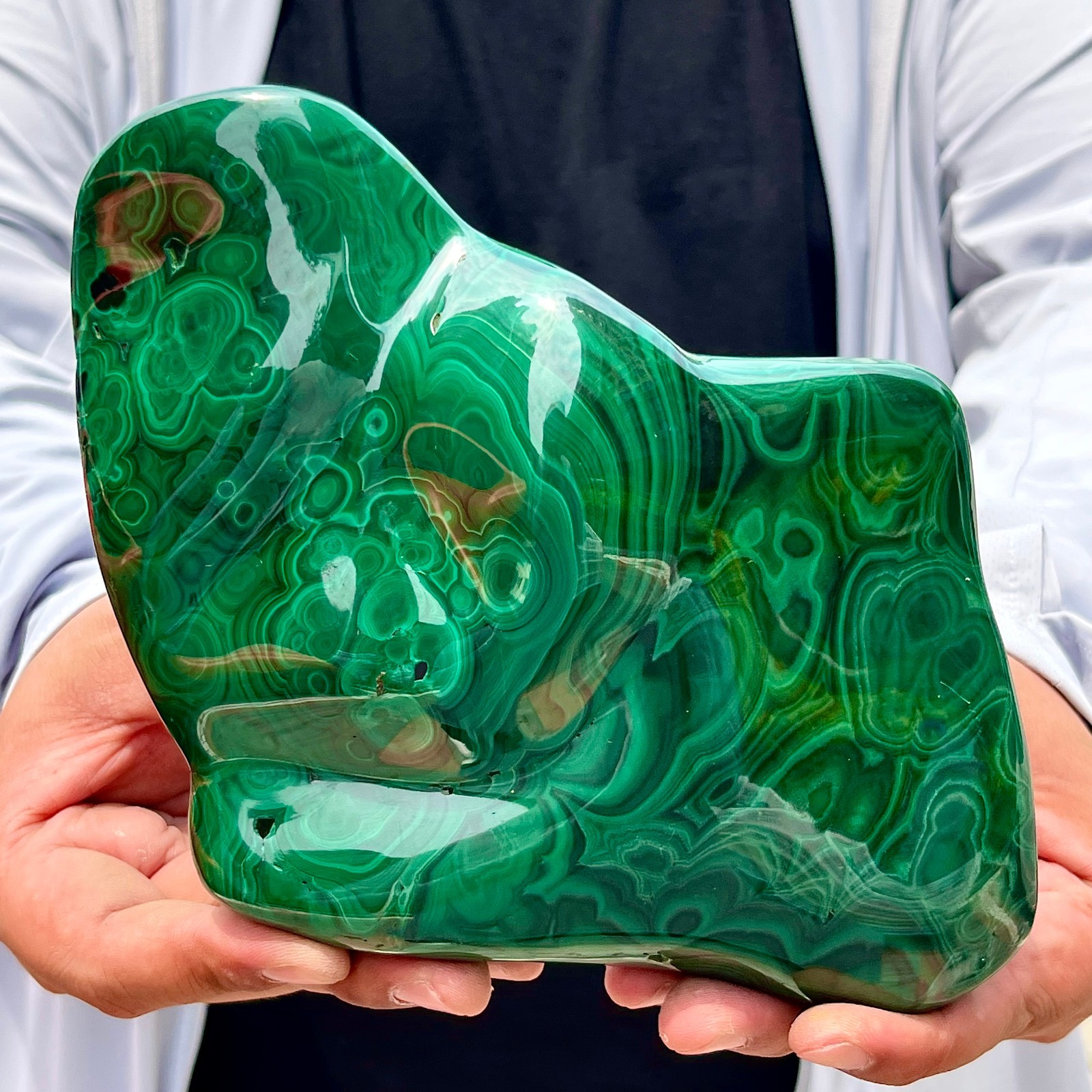 3.41LB Natural glossy Malachite transparent cluster rough mineral sample