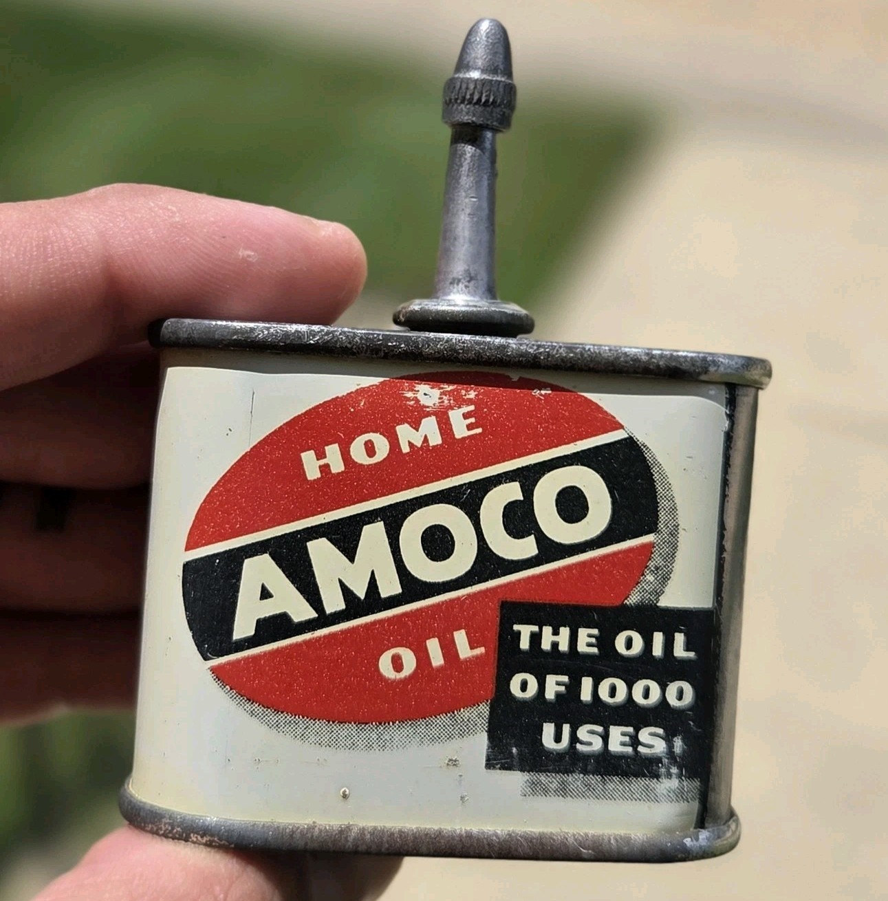 Vintage AMOCO Home Oil 1oz Oiler Can Lead Top EMPTY Oil Can
