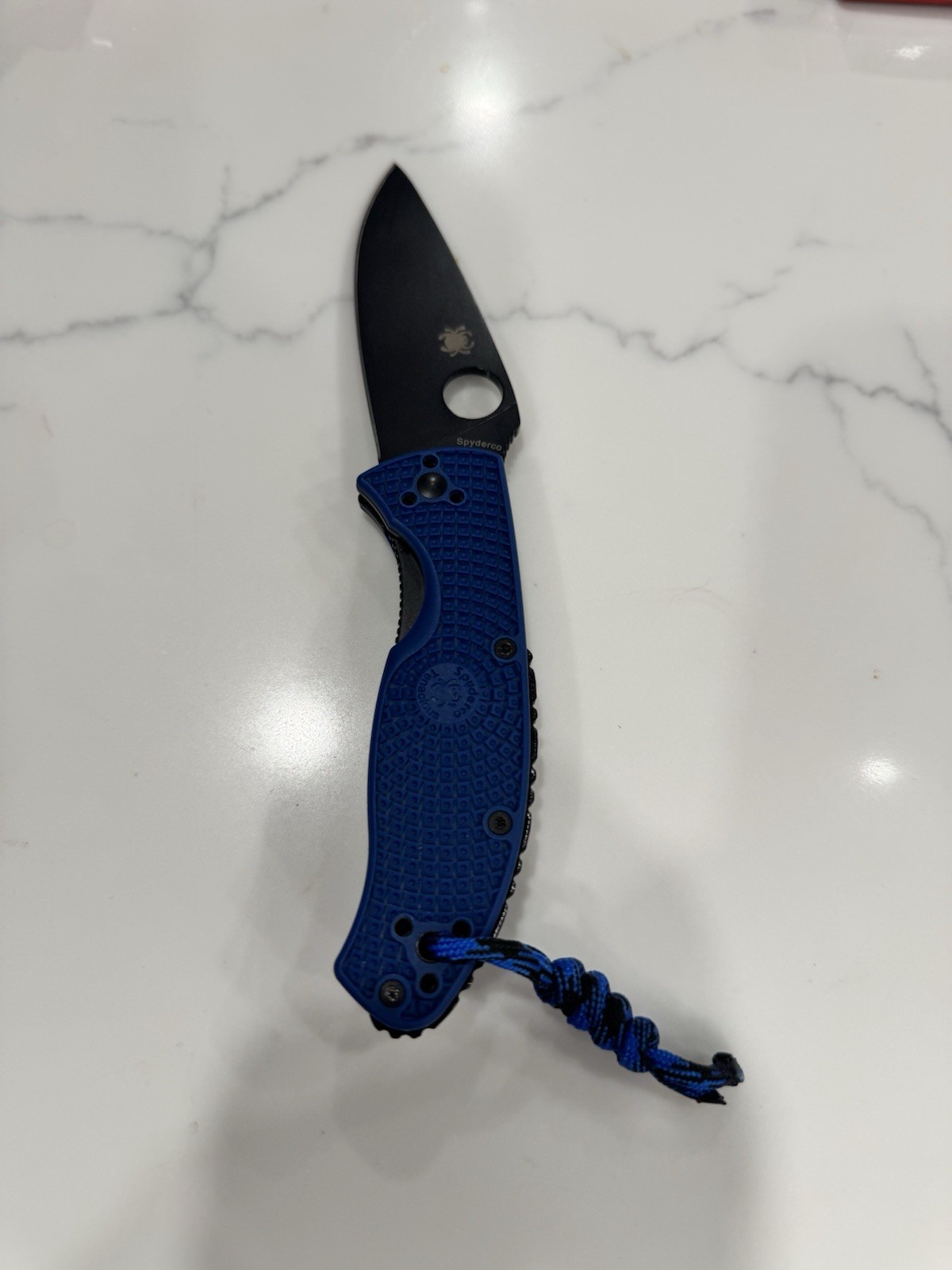 Spyderco Tenacious Liner Lock Knife Blue FRN Black Blade custom with backspacer