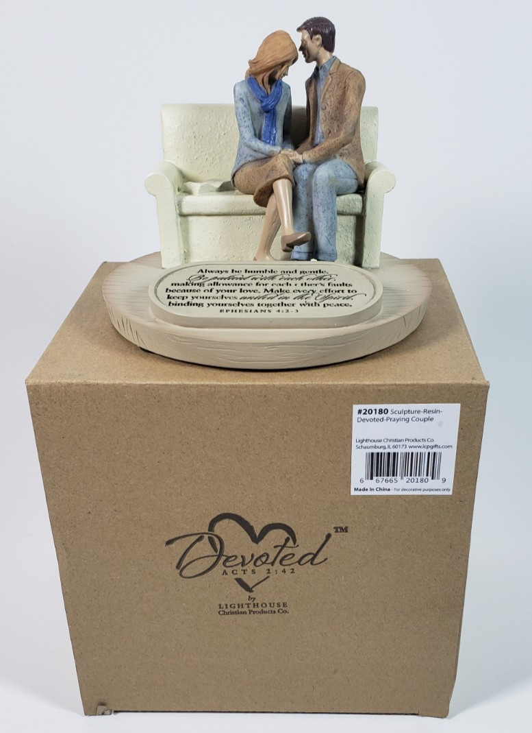 Couple Praying Sculpture Devoted by Lighthouse Christian Products Resin 20180