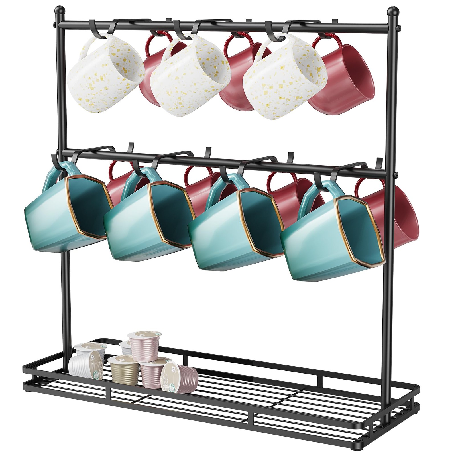 OROPY Coffee Mug Holder for 40 cm (W) x 15 (D) x 42.5 (H), A-Black
