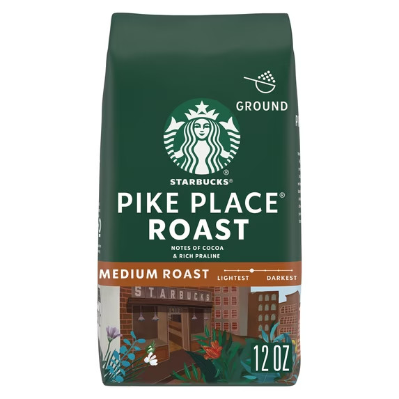 Starbucks Pike Place Roast Ground Coffee Medium Roast Hot Iced Coffee 12 oZ