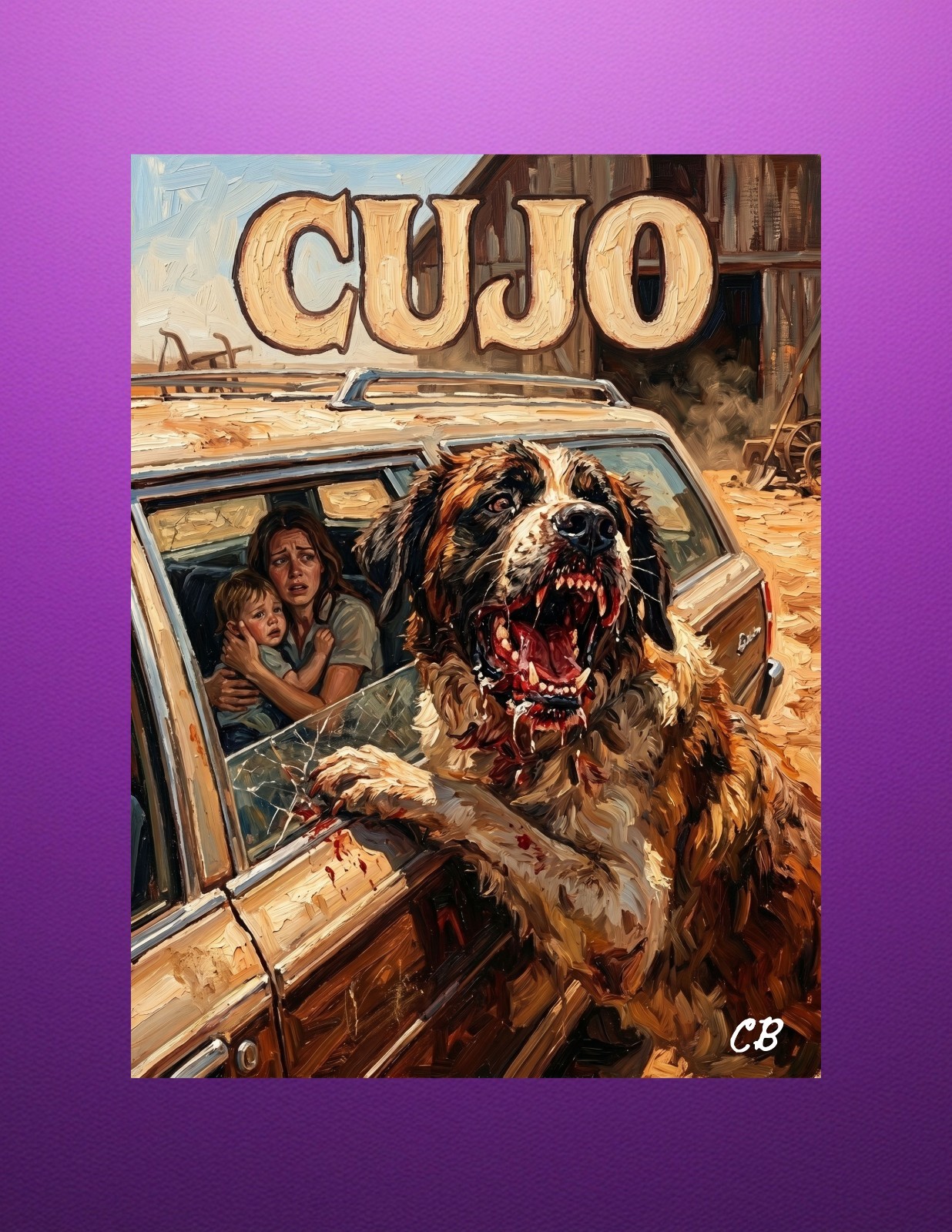 Cujo ACEO Giclee Print | Stephen King Horror | Rabid St Bernard Dog Film Art