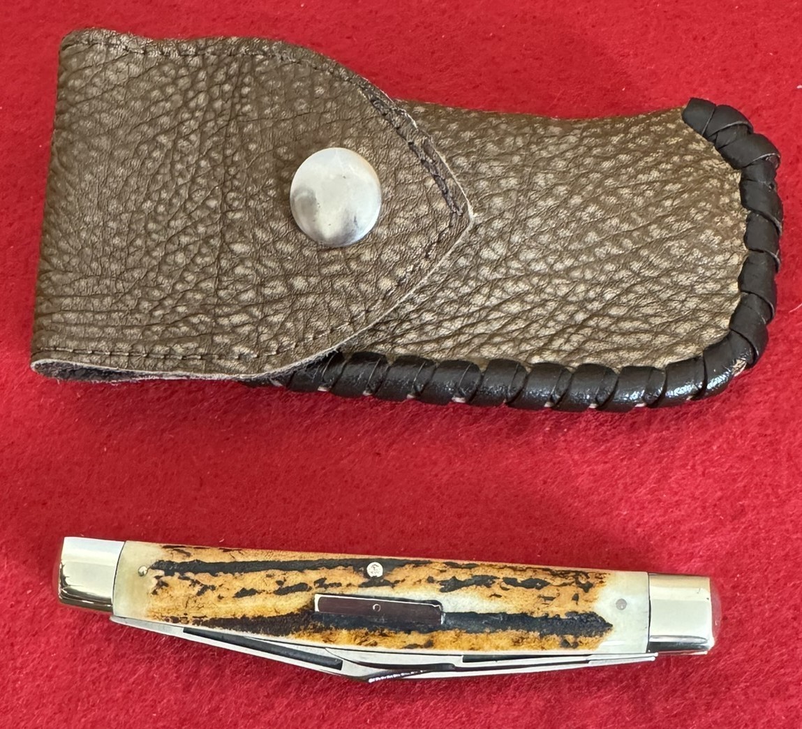 Robert Klaas Kissing Crane Stag 4 Blade Congress Knife, Pouch, Solingen German