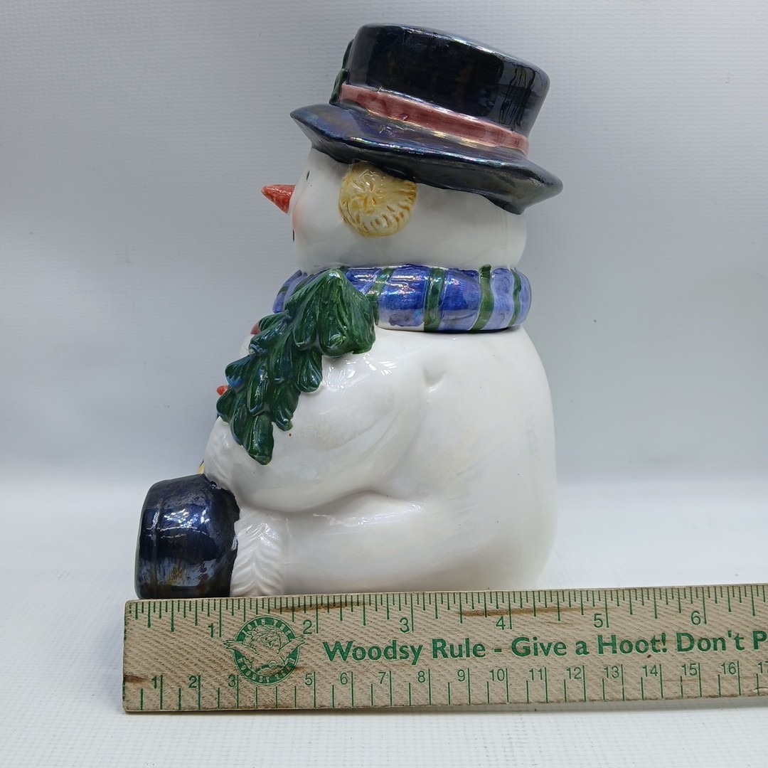 Snowman Pearlized Candy Jar 7.25 Inches High Adult and Child- No chips or cracks