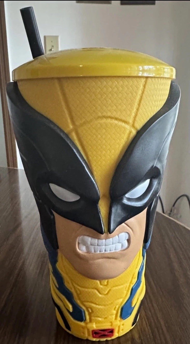 AMC Theater Exclusive Marvel Wolverine Yellow Tumbler With Lid and Straw New