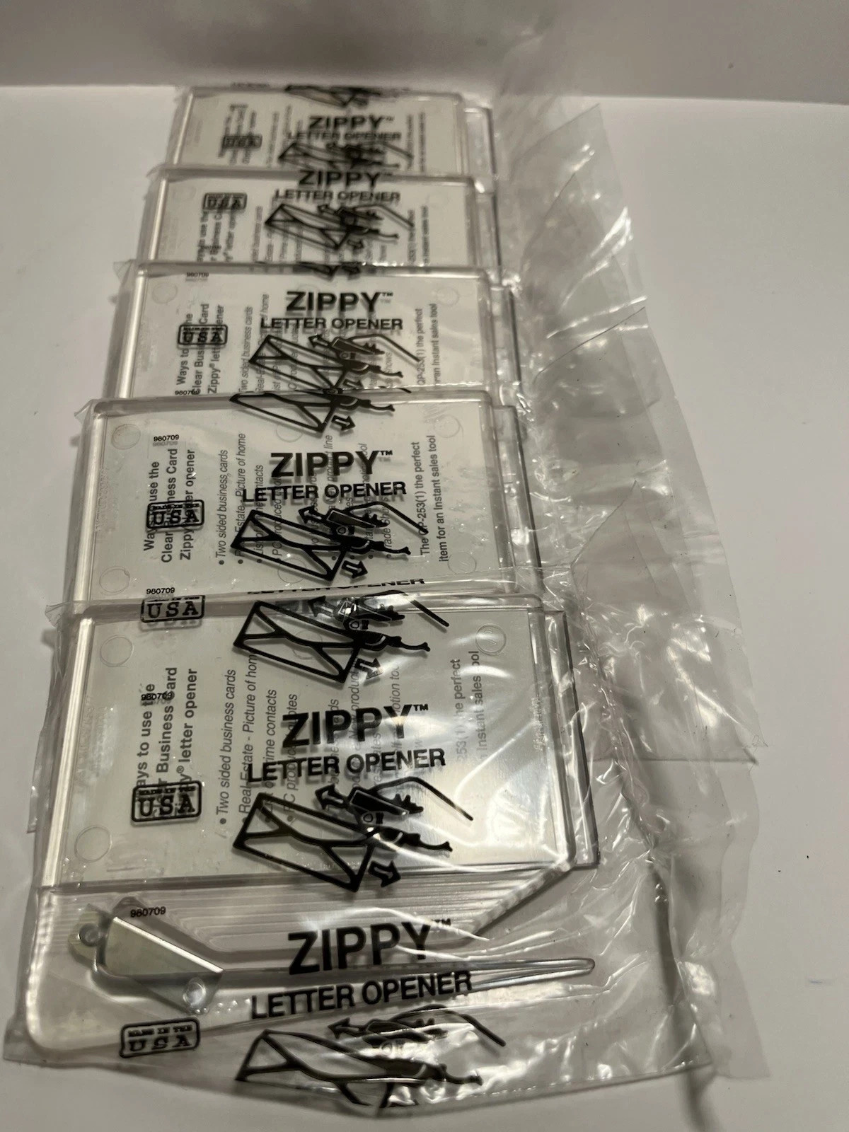 5 pack ZIPPY Business Card Letter Opener Advertising Promo Photo Mail Opener NEW