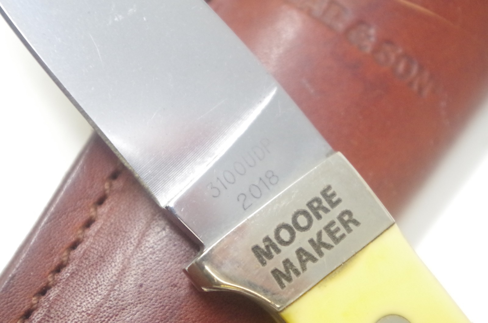 Moore Maker Yellow Delrin Drop Point Hunter Knife 3100UDP USA – Factory Second