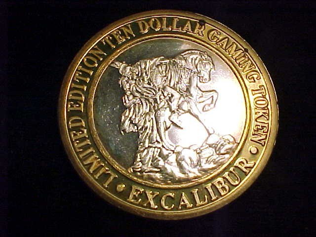 $10 ExcaliburCasino, Las Vegas Nevada, 0.999 Silver 0.60 oz Art Coin 1994 Issued