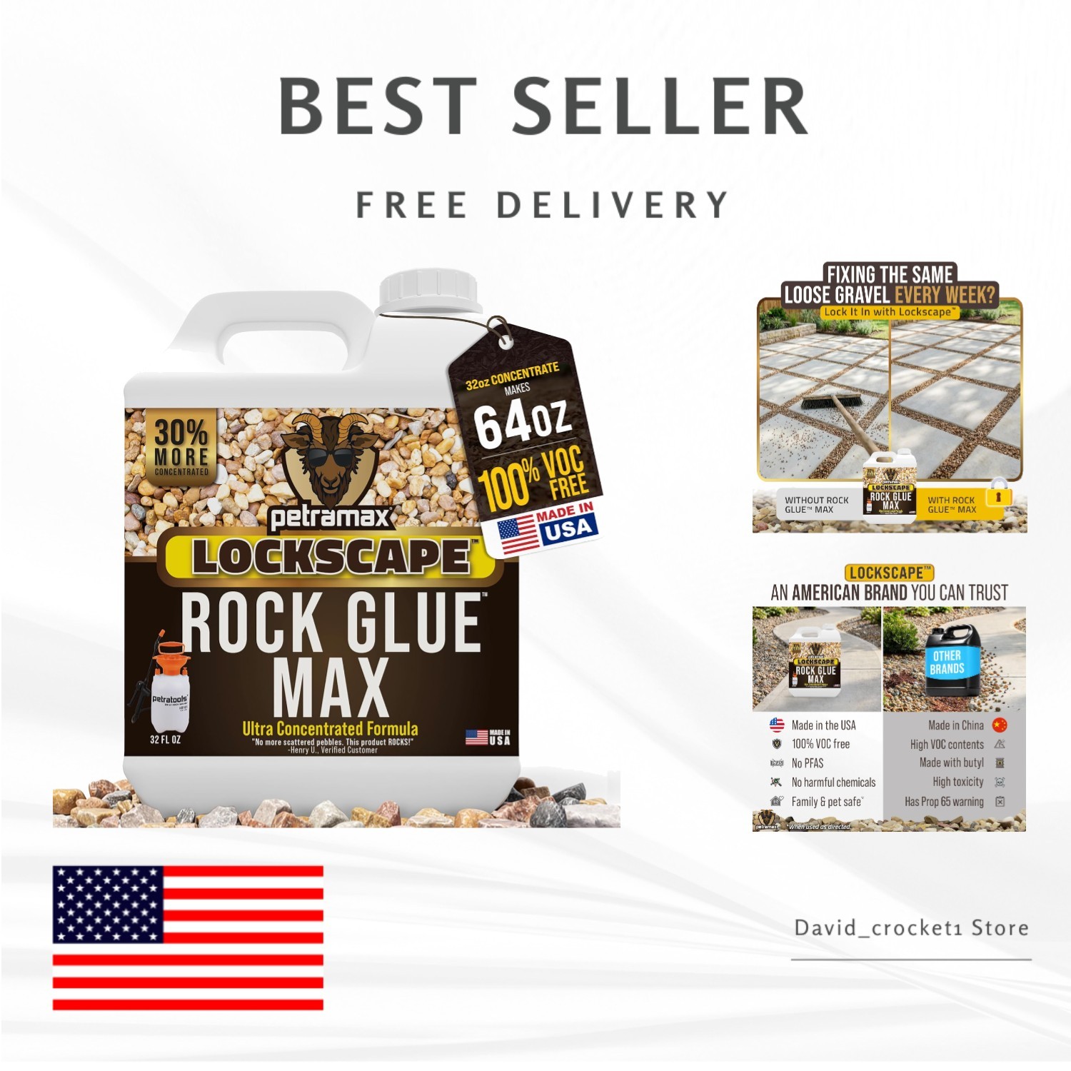 High-Performance Rock Glue 32 Oz – Water-Resistant Pet Safe Landscaping Solution