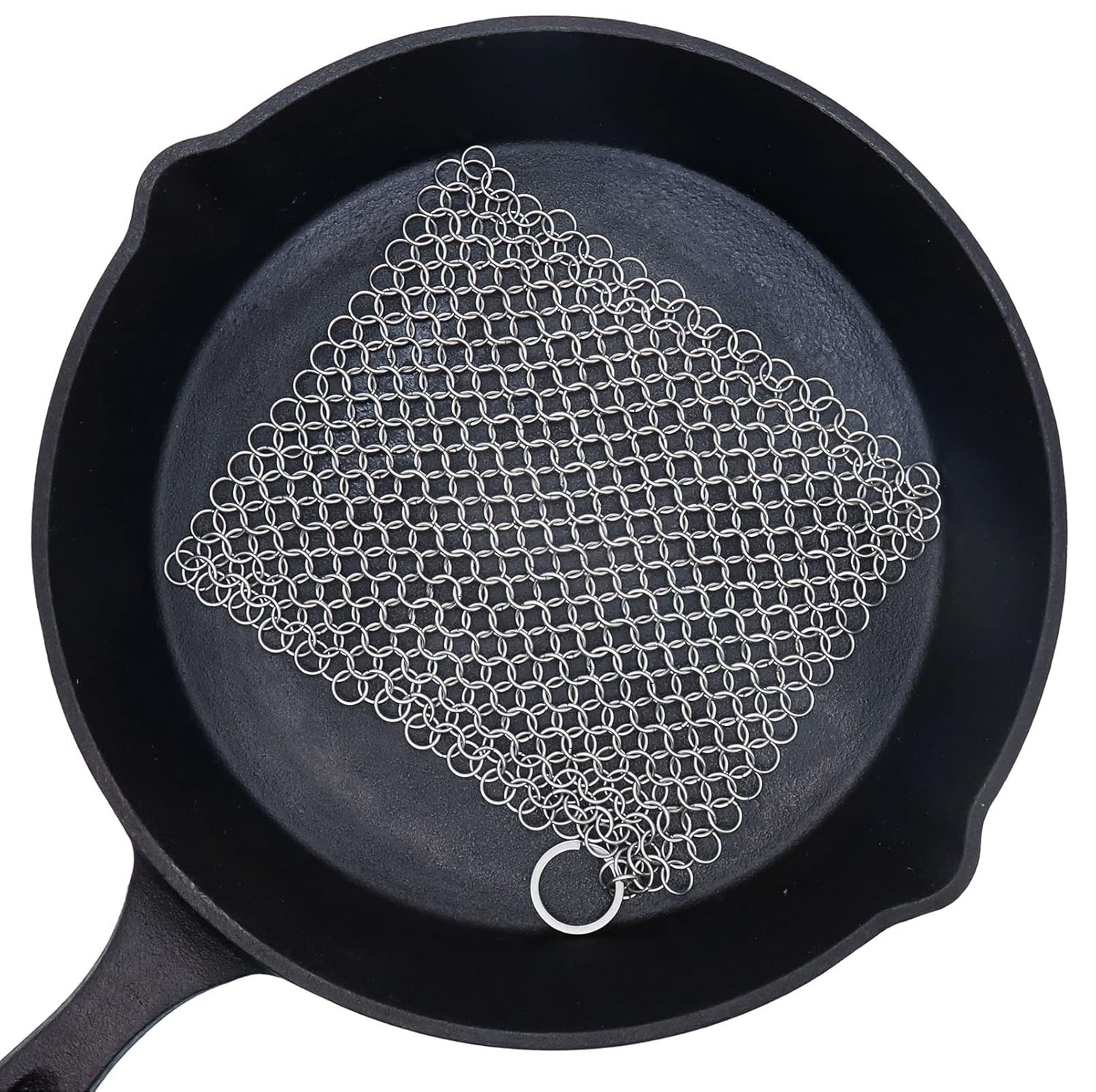 Cast Iron Cleaner 6 Inch Stainless Steel Chainmail Scrubber Pan Skillet