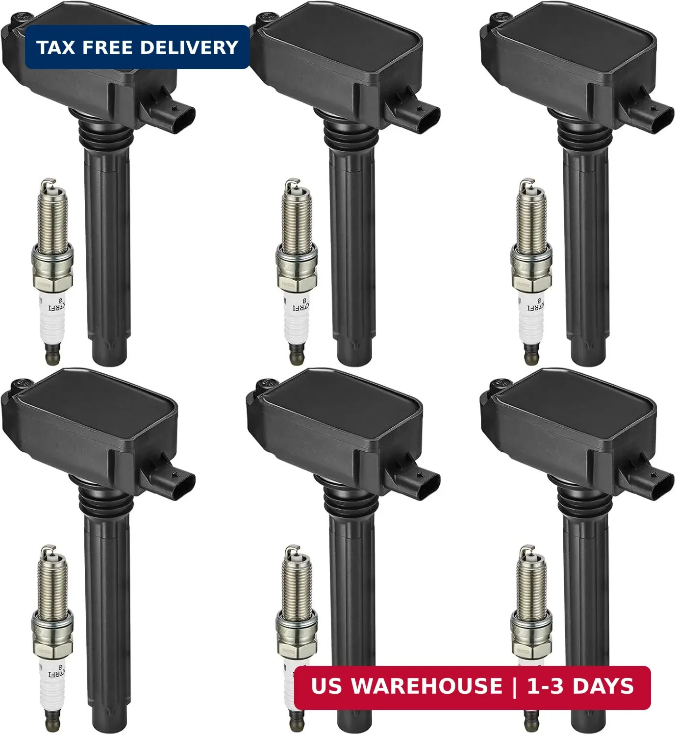 Set of 6 Ignition Coil Pack UF807 and Iridium Spark Plugs 93175 Compatible with