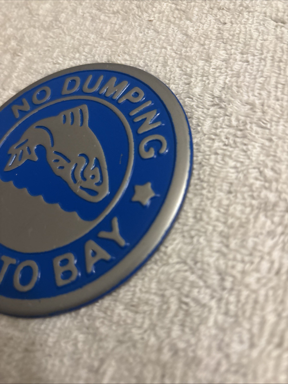New No Dumping Drains To Bay Metal embossed Metal Sign ￼