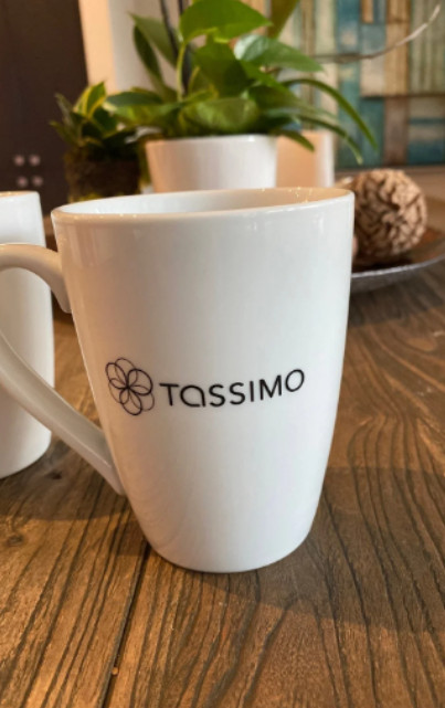 TASSIMO LE PRO CERAMICS White Porcelain Coffee Mug Unique Dishwasher Safe 2 Pack