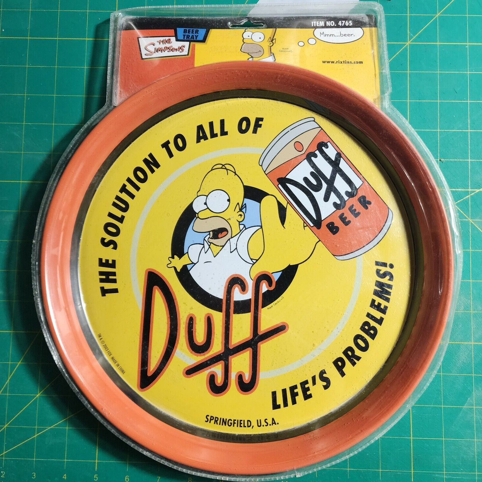 Vintage Simpsons Homer Duff Beer Serving Tray 13″ Size Rixtins 20th Century Fox