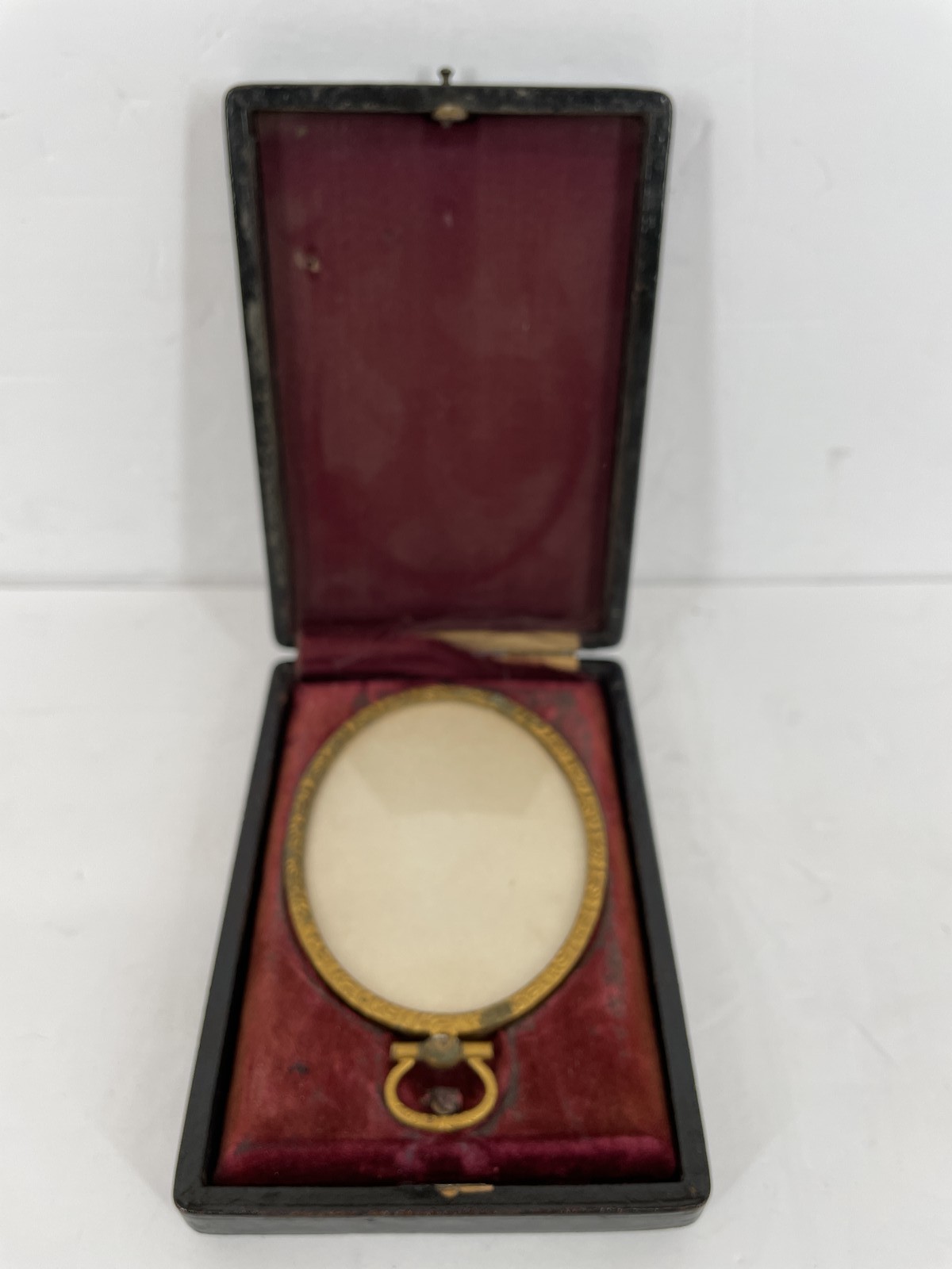 Antique Oval Miniature Photo Frame Pendant w/ Original Presentation Case