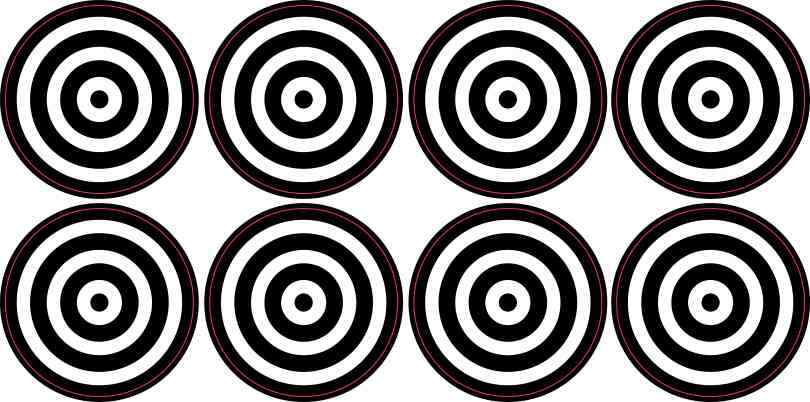 [8x] 1.25in x 1.25in Bullseye Target with Clear Background Sticker Decals