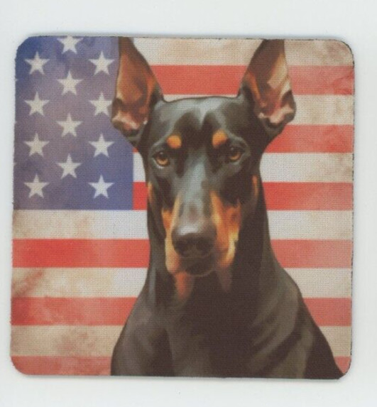 Doberman Dog Breed – Patriotic Style Beverage COASTER