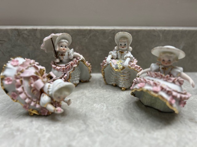 Figurine(s) Geo Z Lefton 4pc Set Porcelain Bloomer Girls Signed