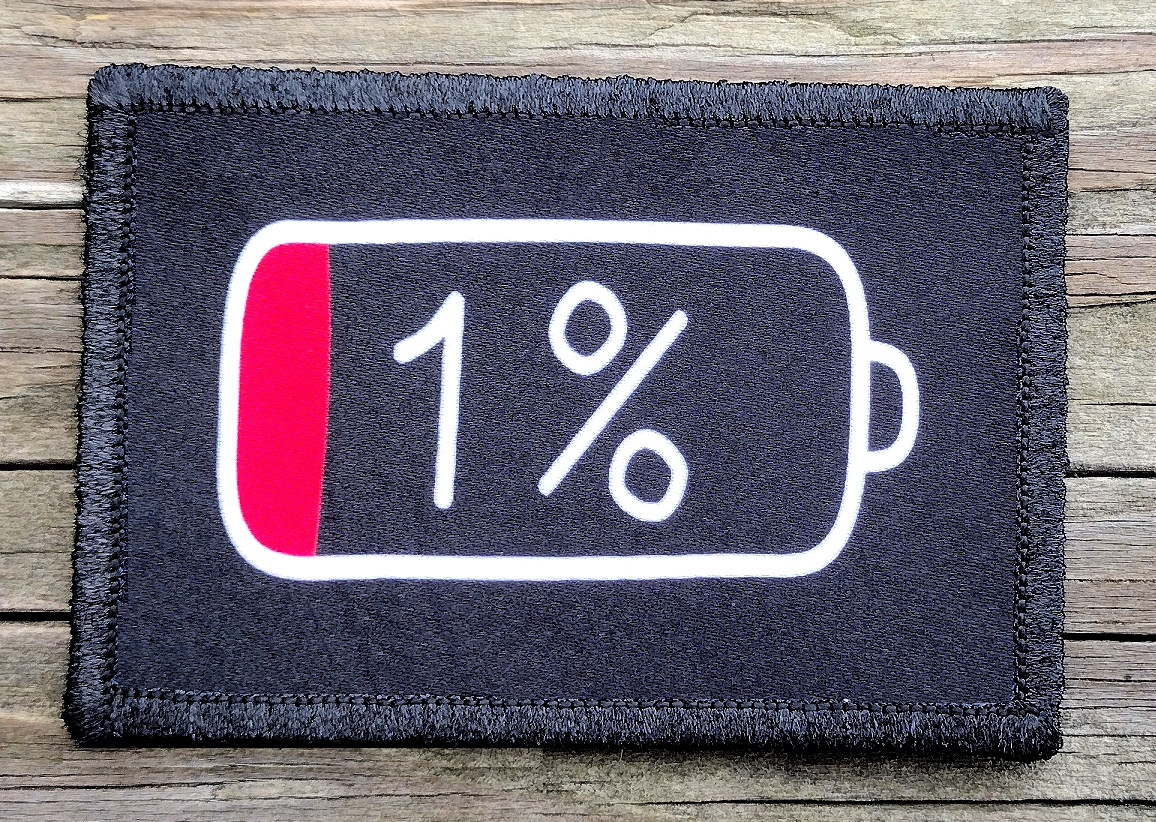 Low Battery Morale Patch Hook and Loop Army Custom Tactical Funny 2A Gear