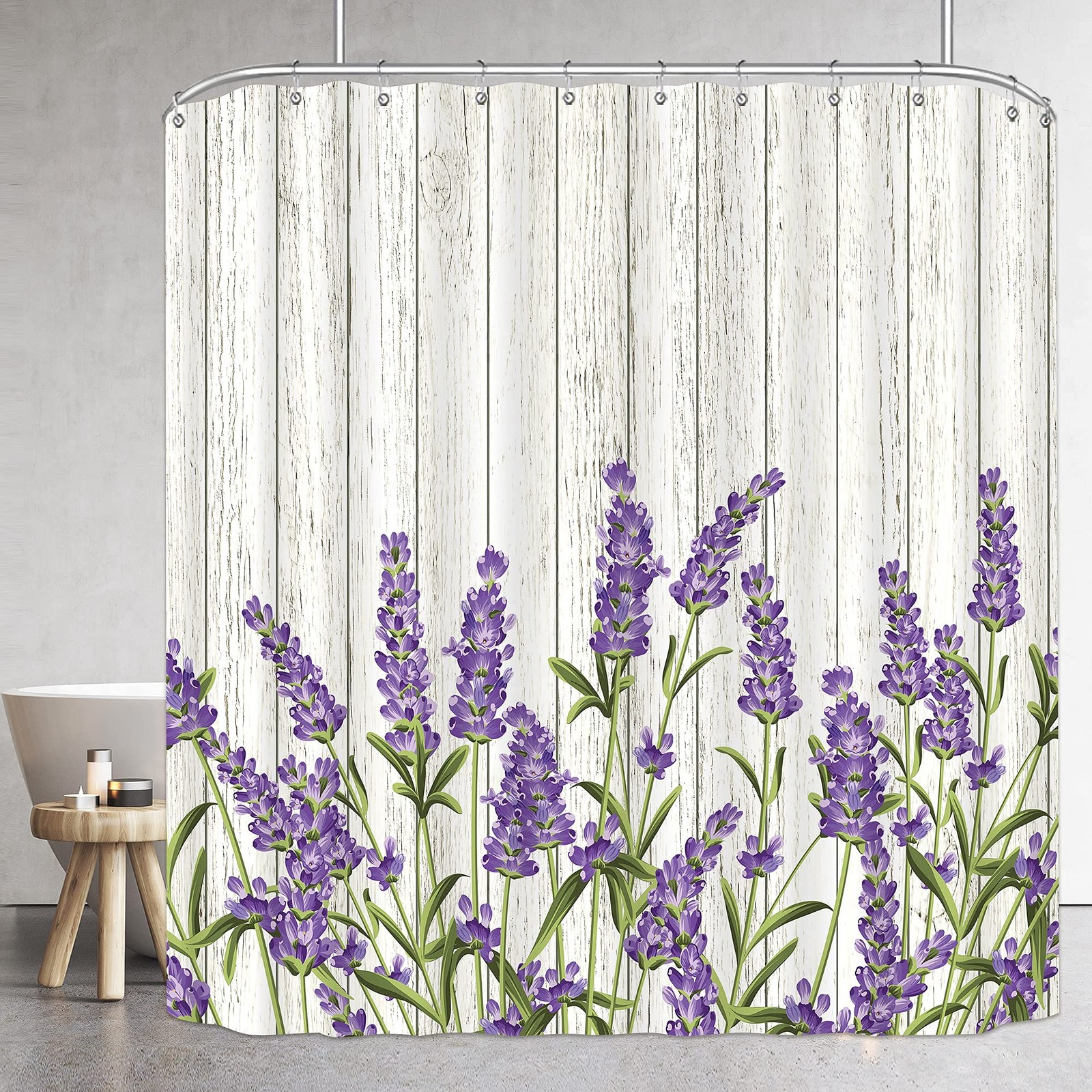 Riyidecor Purple Lavender Shower Curtain 72″W x 72″L (Pack of 1),