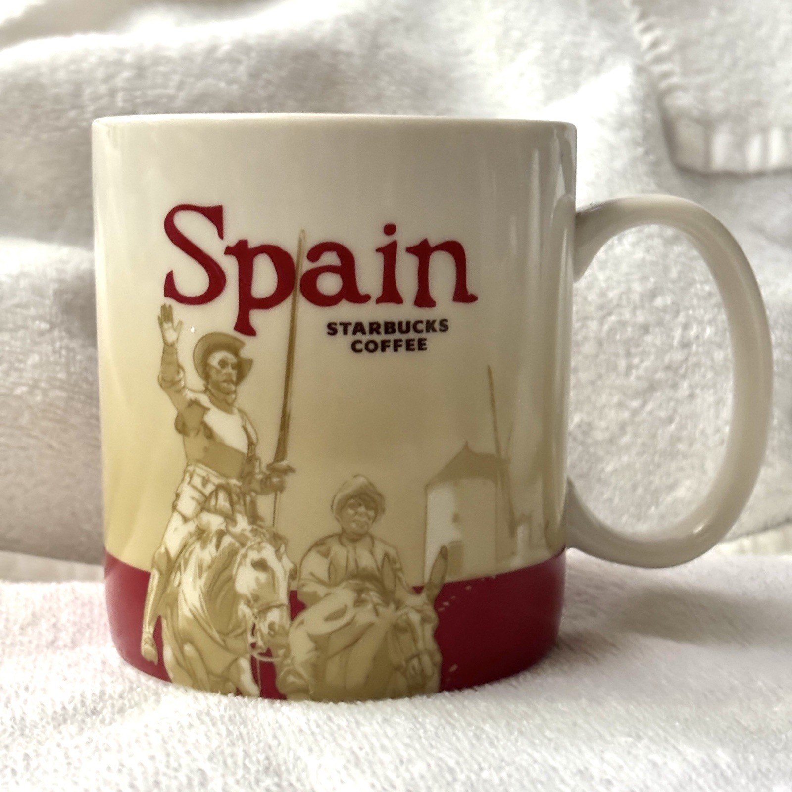 Starbucks Spain Espara 2011 Global Mug 16 Ounces White/Beige/Red Pre-Owned