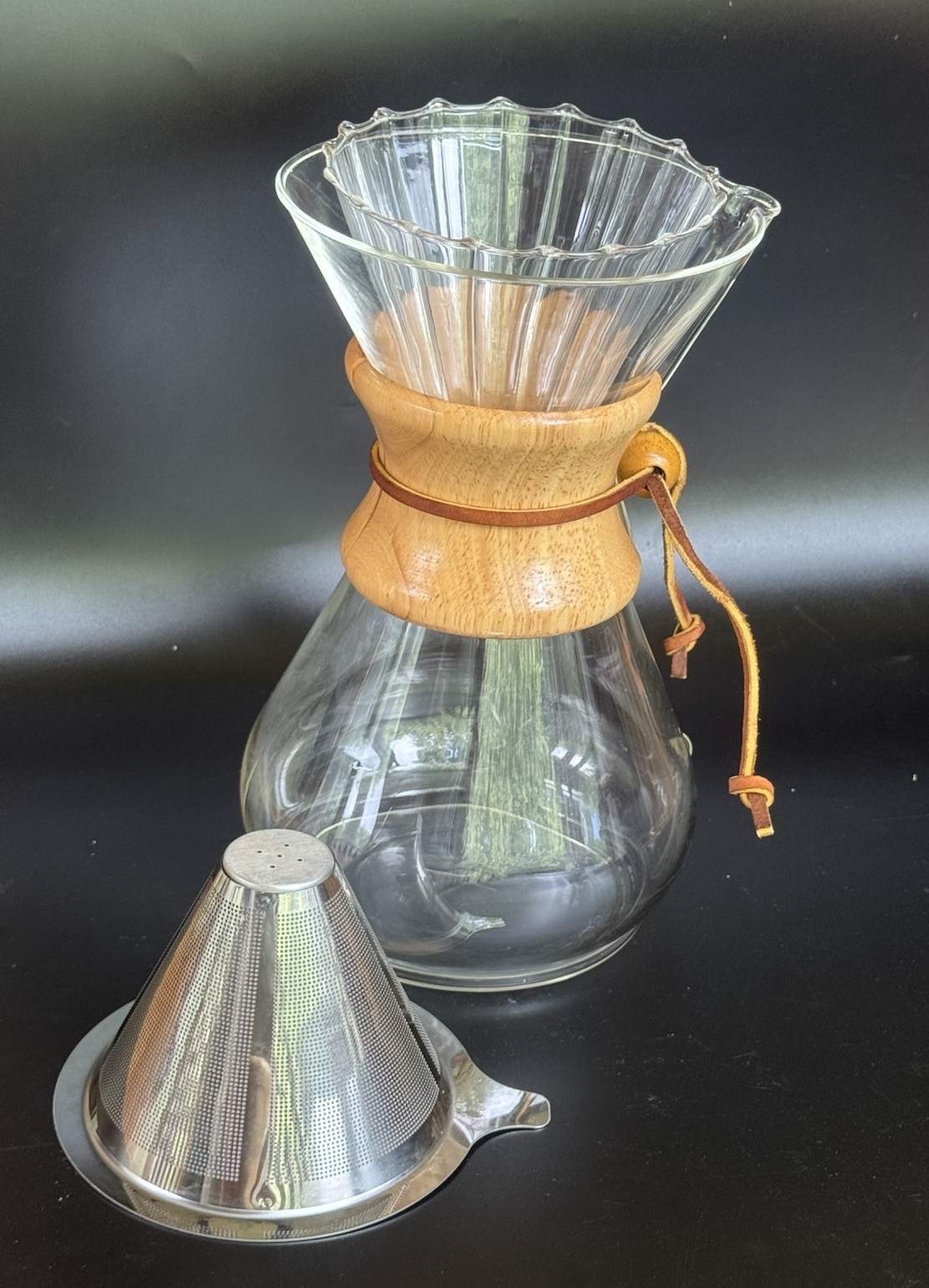 Vintage Chemex 8-Cup Coffee Maker Molded X Bottom Glass Dripper Primula Filter