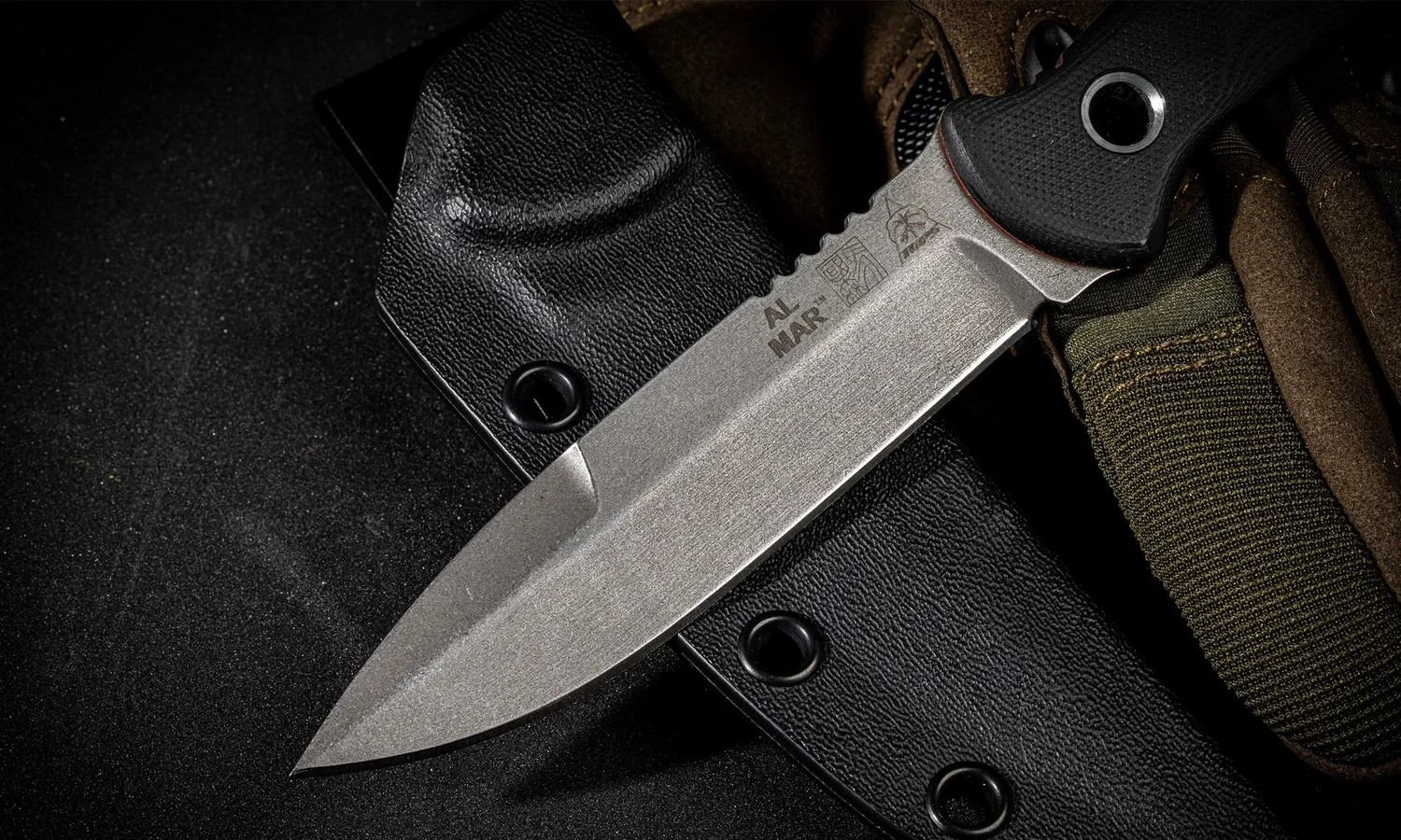 Al Mar Sere Operator Fixed Knife 4″ 154CM Steel Talon Blade Black G10 Handle