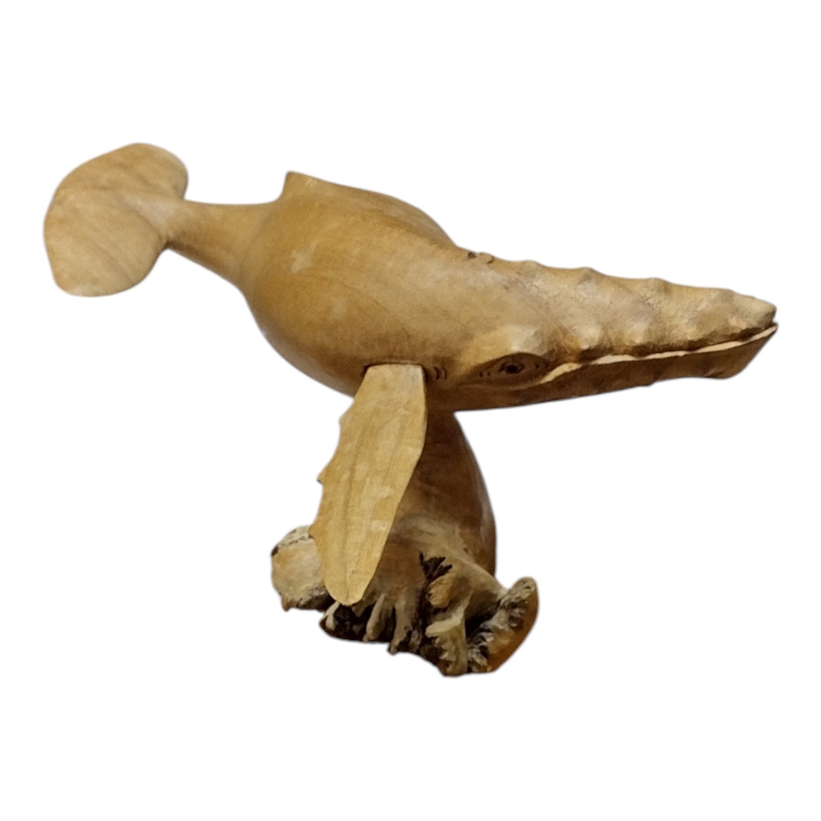 Humpback Whale Hand Carved Wood Driftwood Base Rustic Marine Decor Vintage