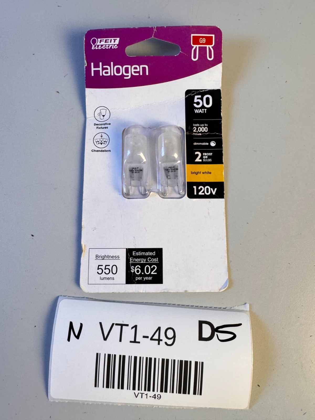 Feit Electric Halogen 50 Watt G9 Base Frosted Light Bulbs 2-Pack Dimmable New