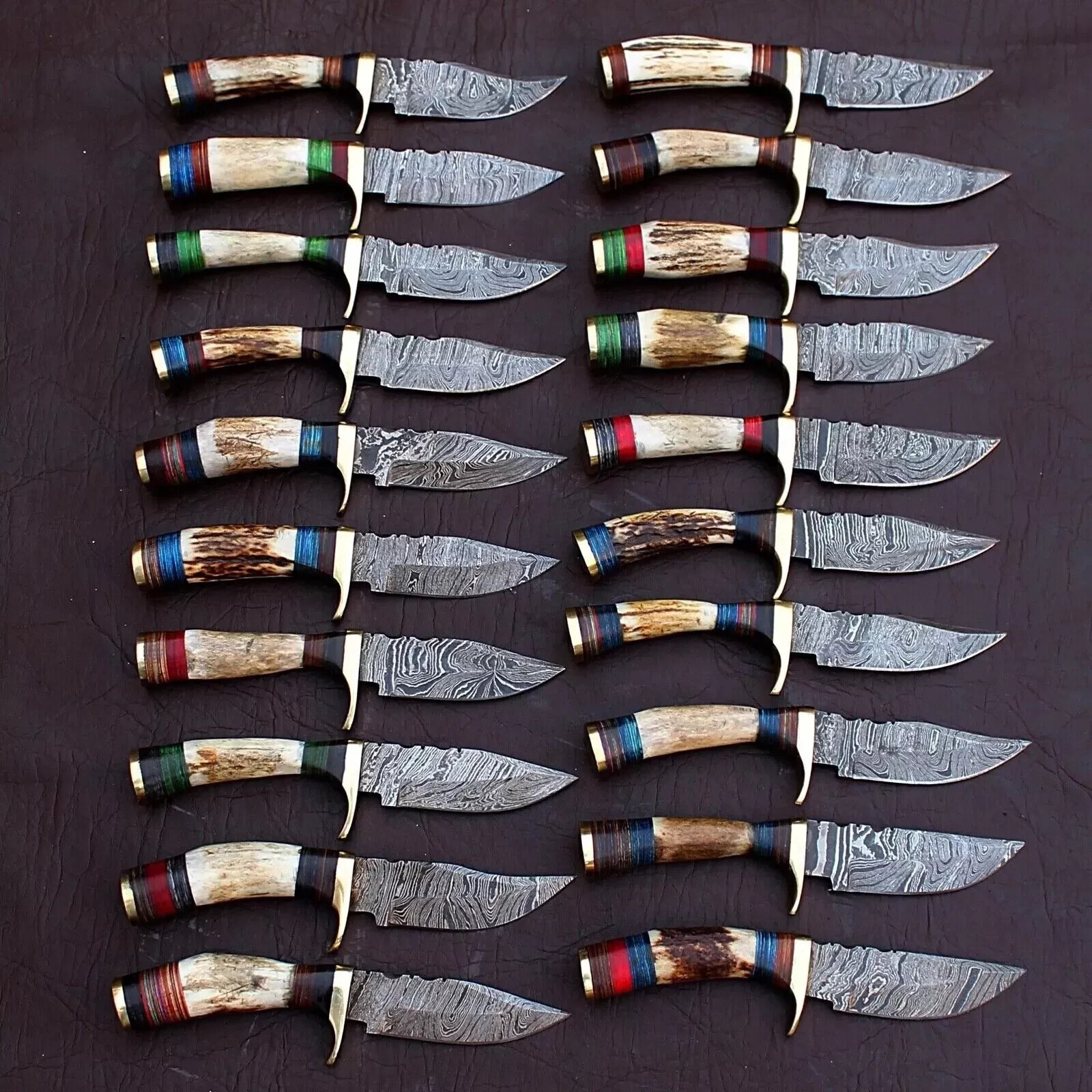 Lot of 20Pcs Custom Handmade Damascus Steel 6″ Thick Stag Horn Knives – From USA