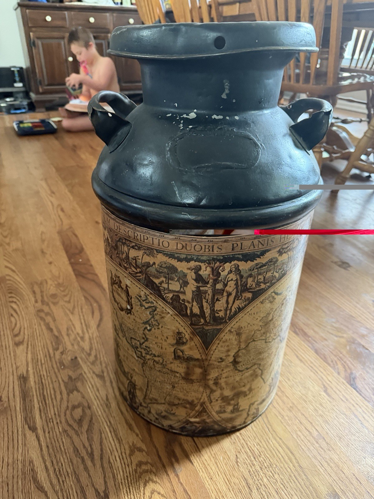 Antique Vintage Metal Milk Dairy Jug Container Can Paramount painted rustic