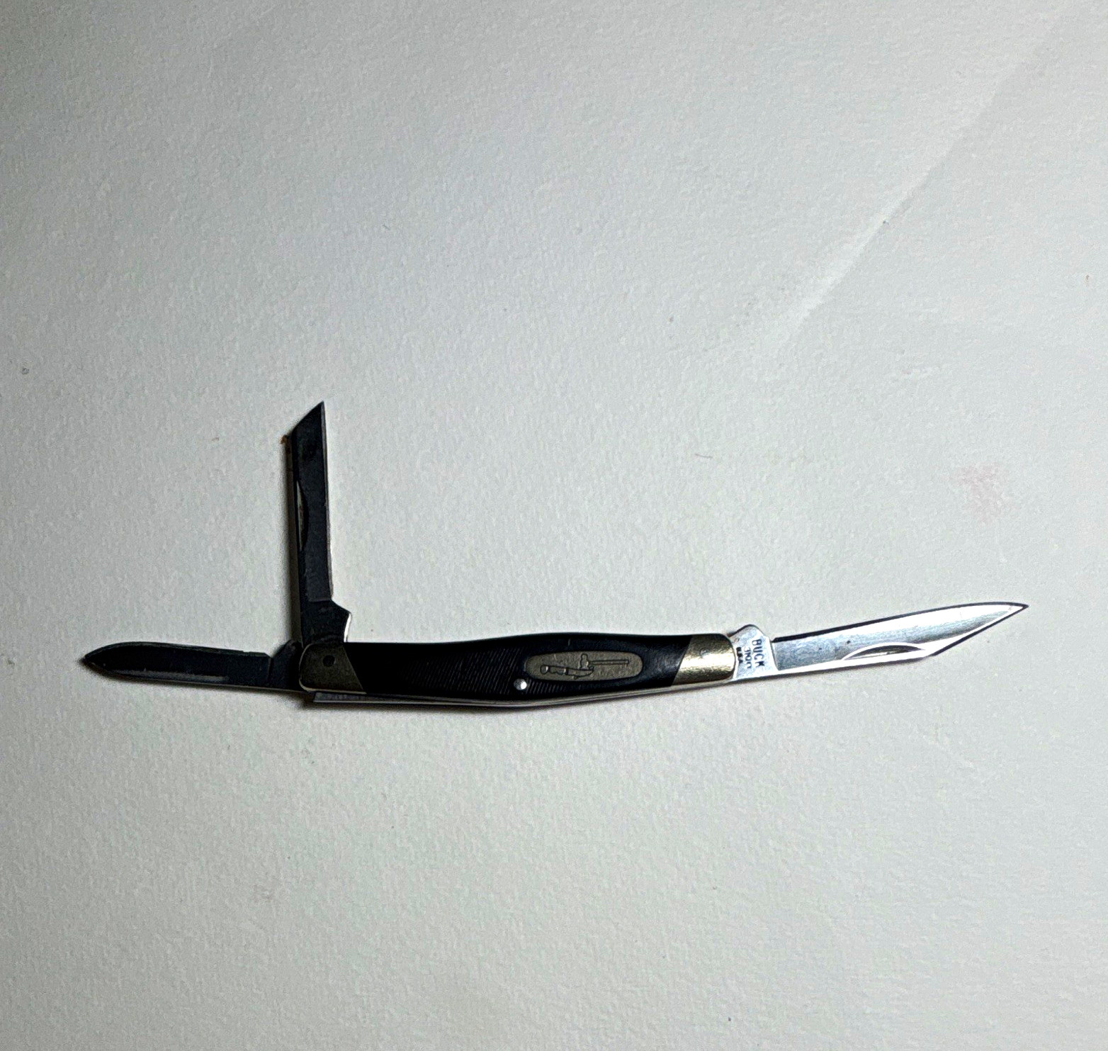 Buck 310 USA 3 Blade Whittler Pocket Knife Black Valox Handles Vintage Slipjoint