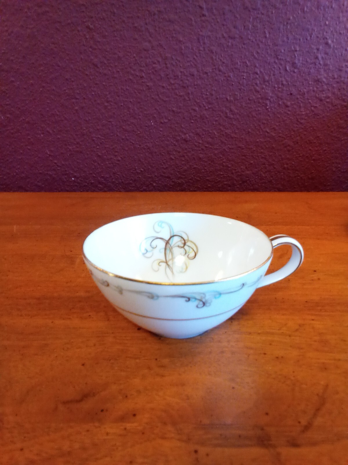 Vintage Noritake 4″ Coffee/Tea Cup “Esteem #5404 Blue/Brown Scrolls w/Gold Trim