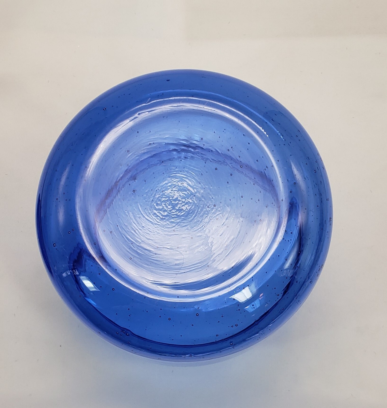 Blue Glass Jar w/ Lid Apothecary Sky Blue Glass with Bubbles Handmade 6 inches