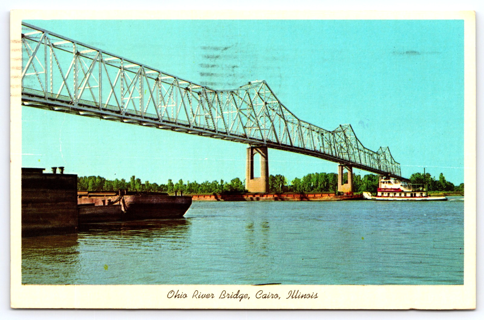 Cairo Illinois IL Historic Ohio River Cantilever Bridge Vintage Photo Postcard