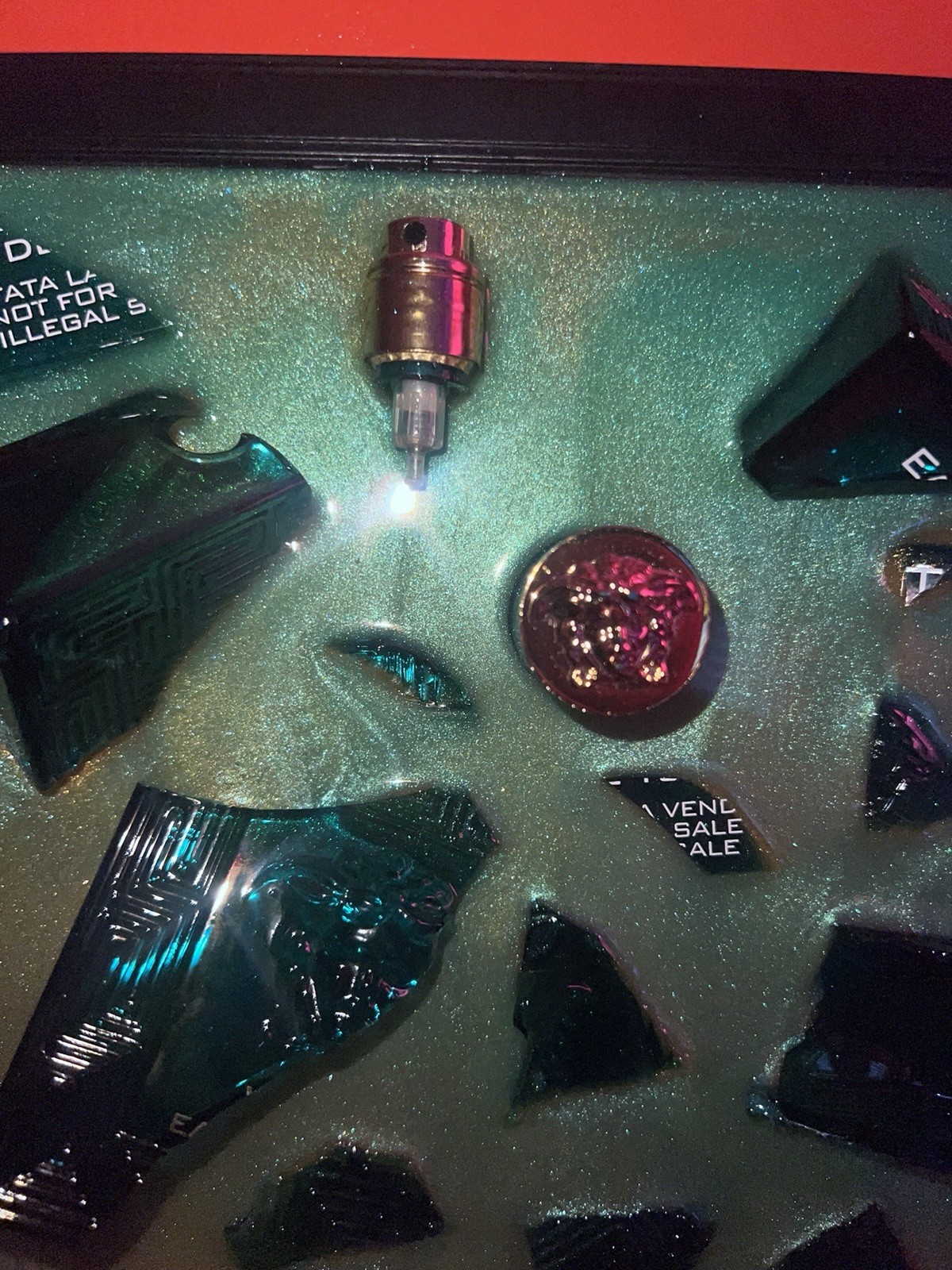 Versace Eros Eau de Toilette Framed Display of Broken Glass Bottle Fragments