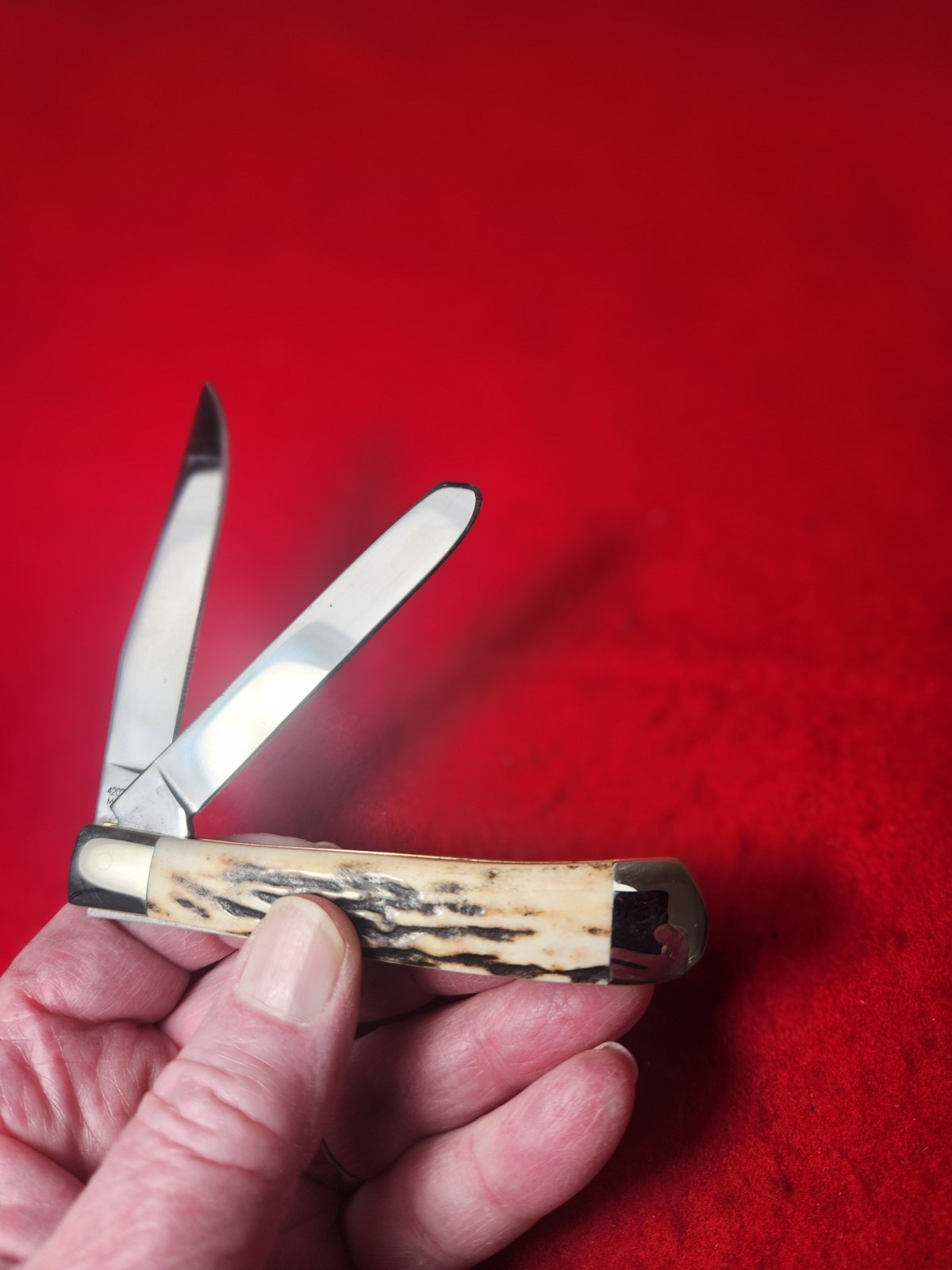 Moore Maker USA 4202 Custom Trapper Knife STAG HANDLES NIB