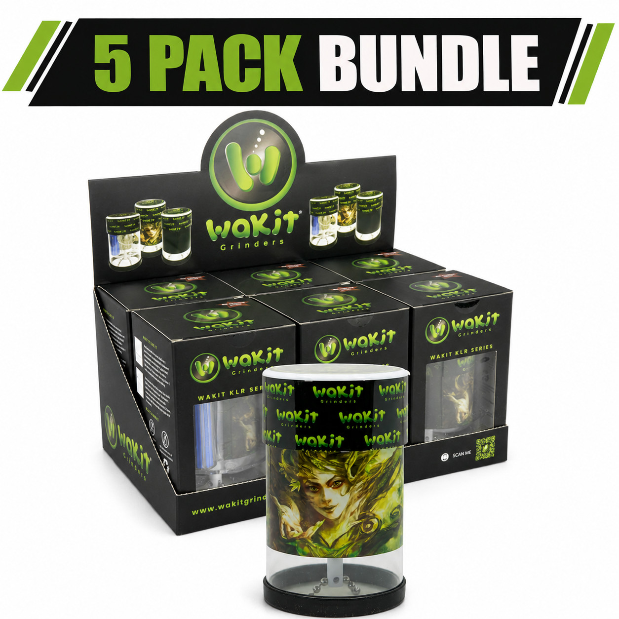 Wakit Grinders Rechargeable Electric Herb Grinder KLR Tree Goddess 5 Pack Set