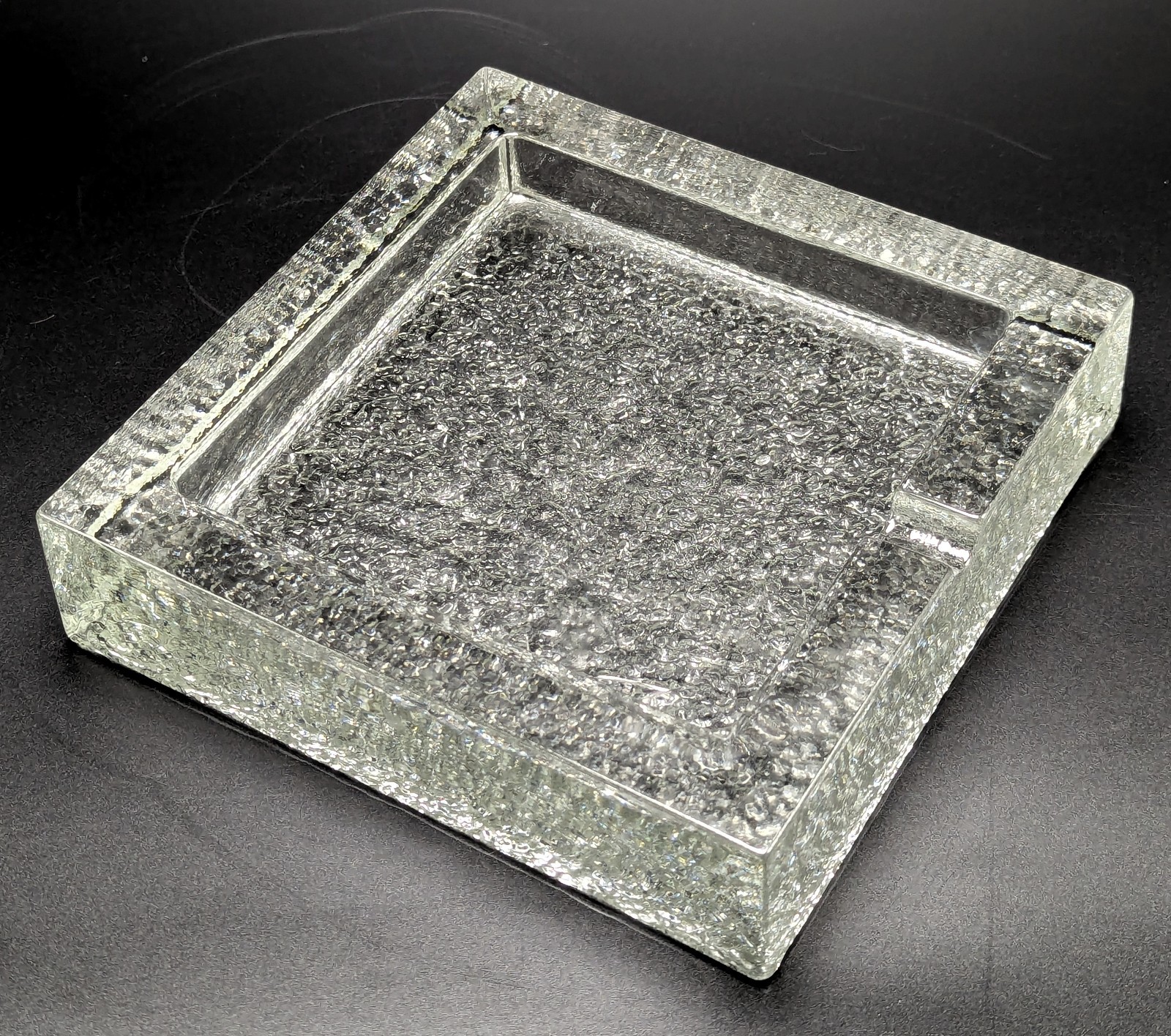 iittala Finland Icicle Square Glass Ashtray 6 5/8″