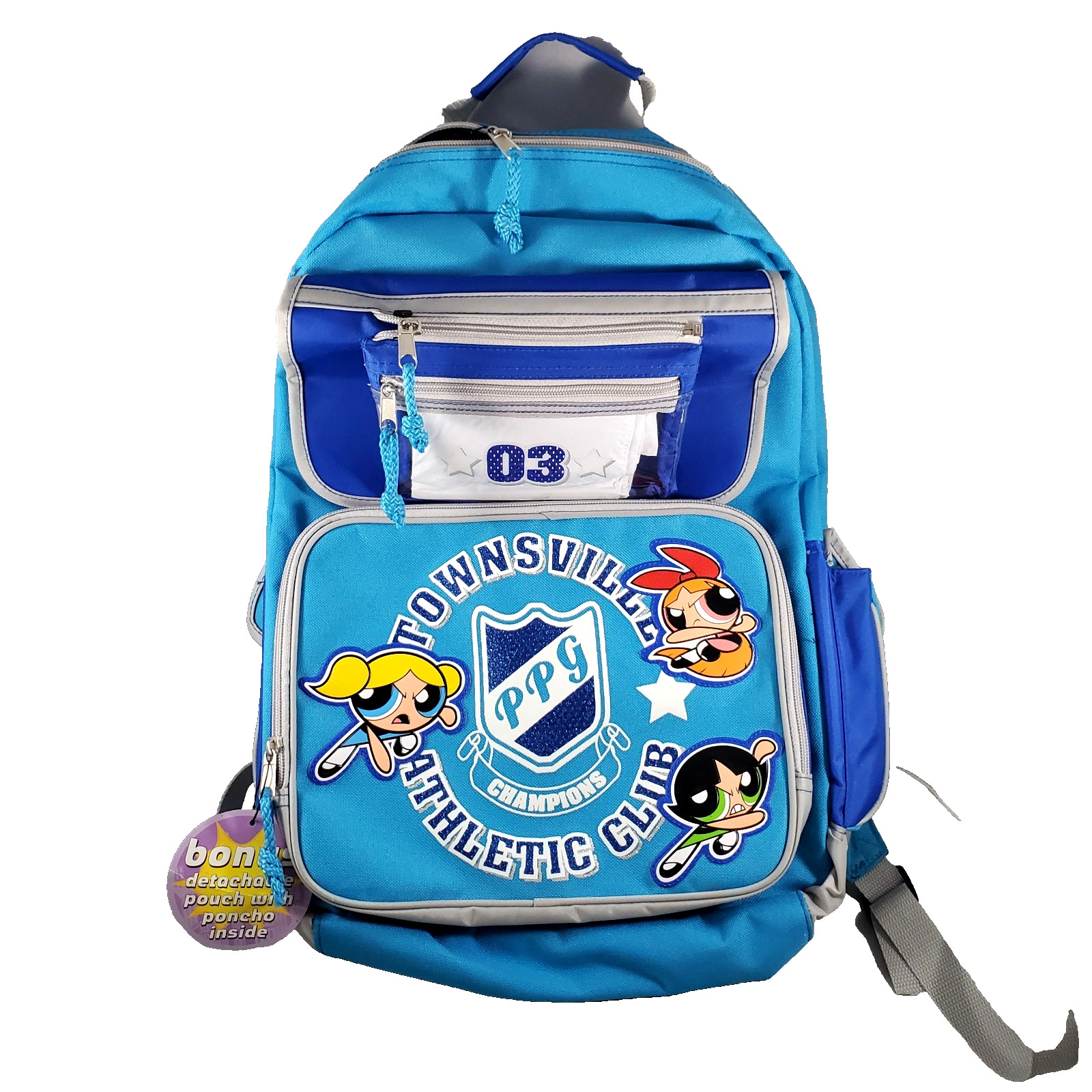 Vintage Powerpuff Girls Blue Backpack Townsville Athletic Club PPG Champion Rare