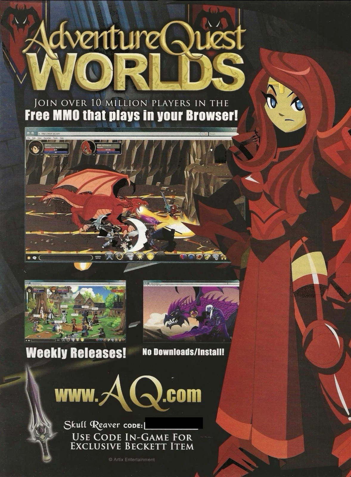Adventure Quest Worlds Videogame Beckett Print Ad Poster Art 8”x 10.5”