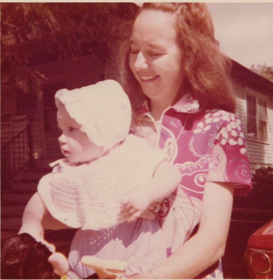 Mother Mom 1973 Woman Holding Baby Infant Family Happiness Candid Portrait