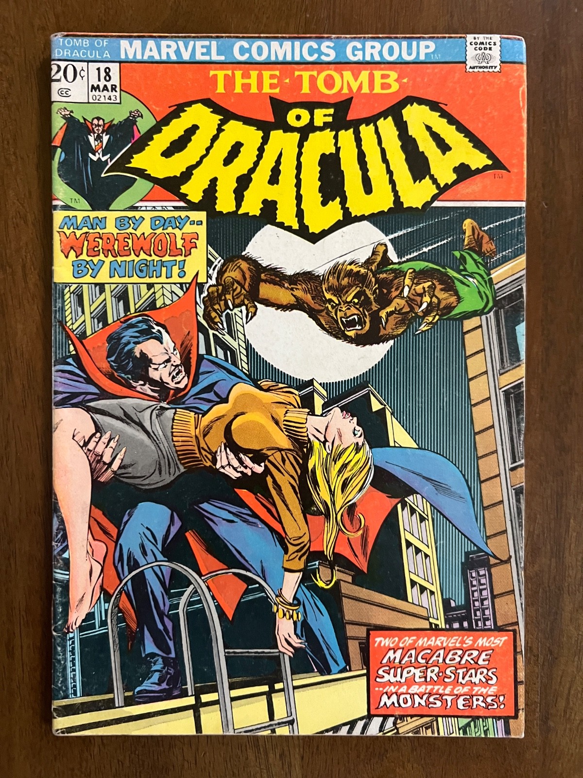 Marvel THE TOMB OF DRACULA No. 18 (1974) Werewolf By Night! VG/FN with MV Stamp!