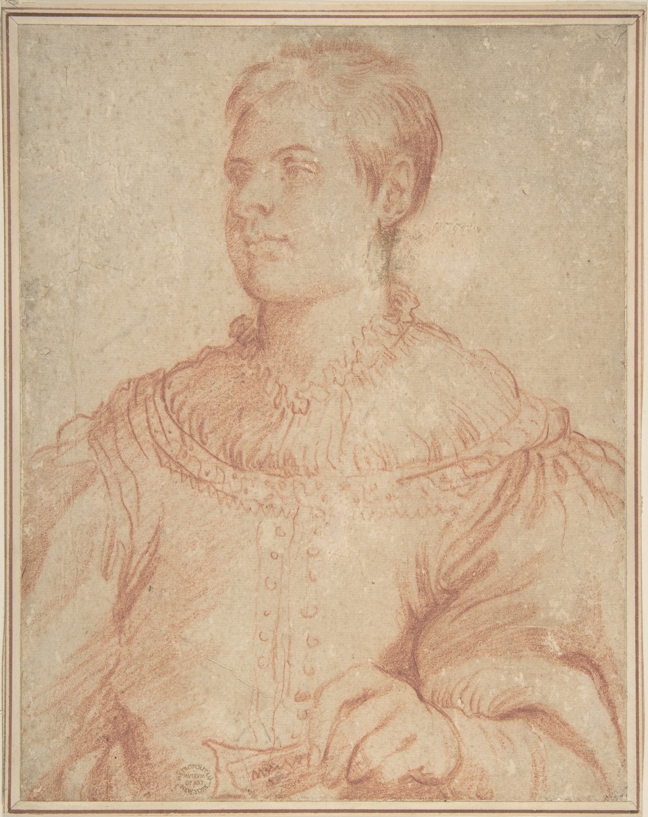 Anonymous Italian 17th Century Portrait Vintage Drawing Reprint Wall Art